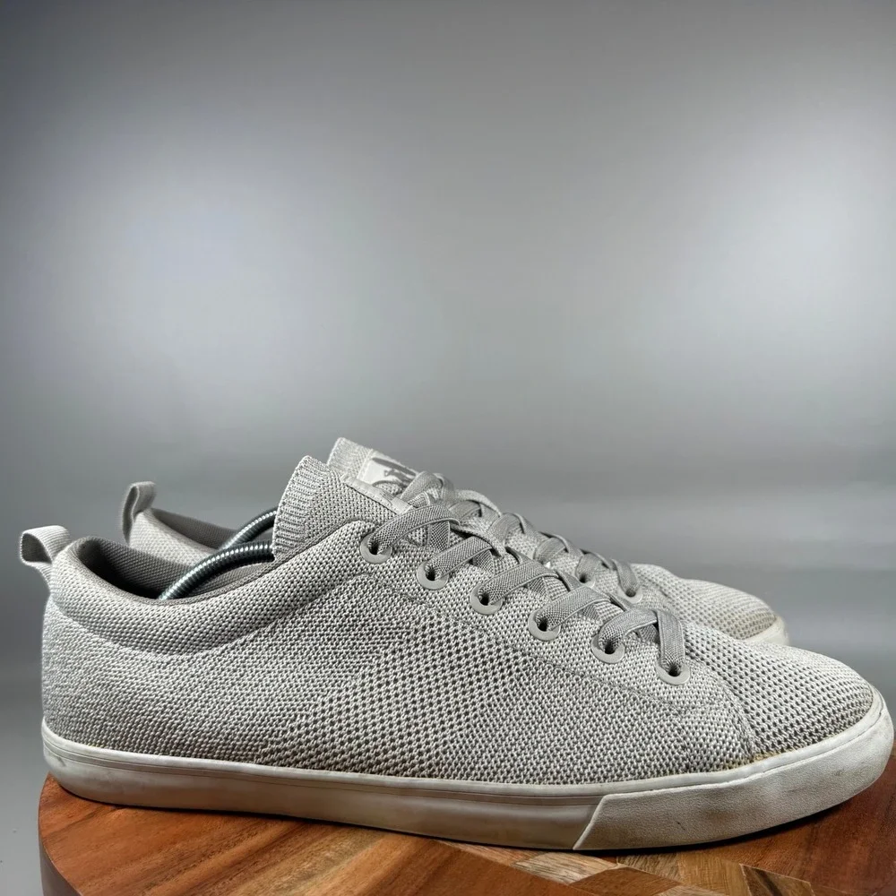Johnnie-O Techknit Mens 13M Light Gray Nylon Knit Low Top Casual Sneakers